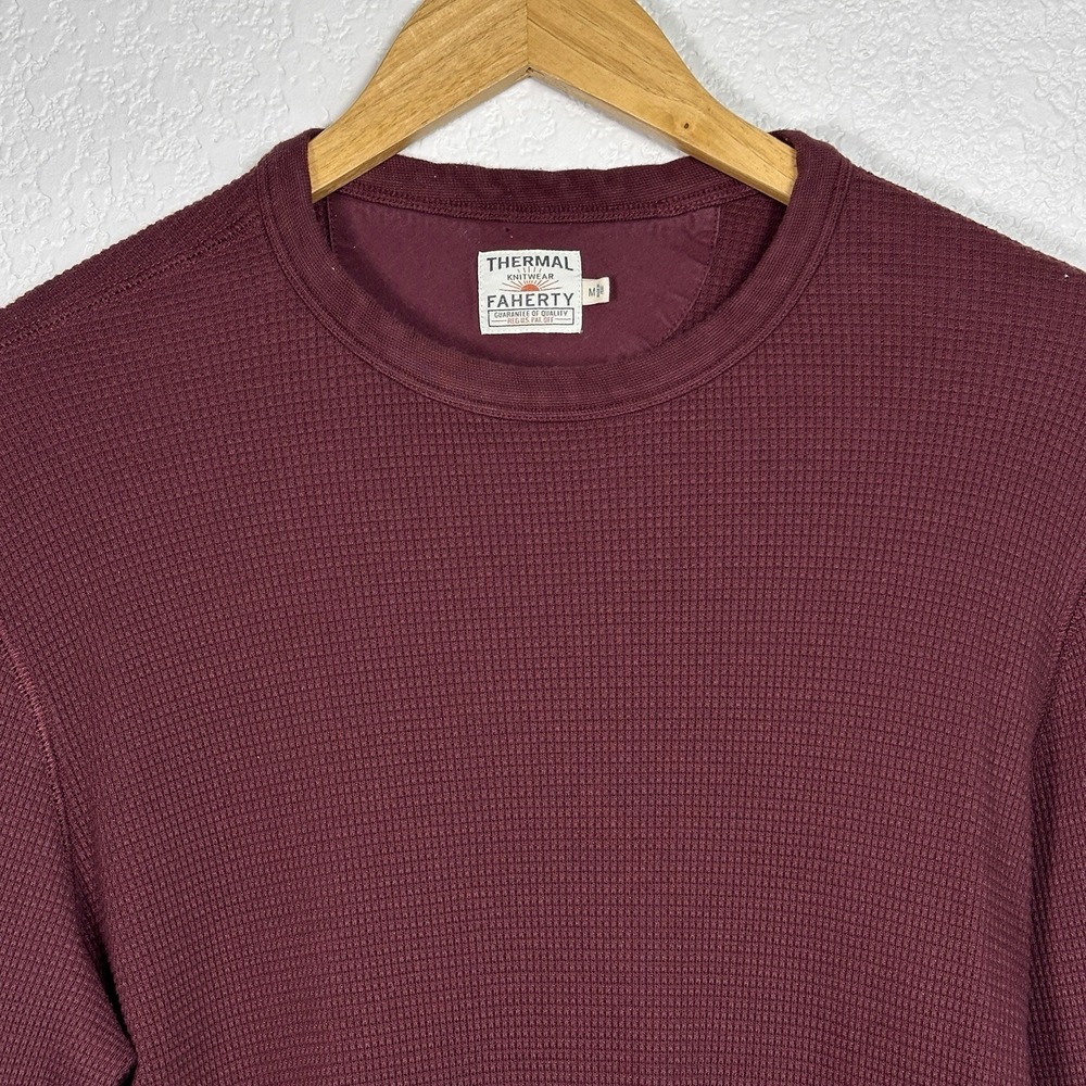 Faherty Men's Burgundy Legend Waffle Crew Thermal Base Layer Medium